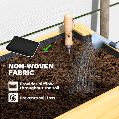 Wooden Raised Bed w/ Bed Liner, Storage Shelf, Natural Wood Finish