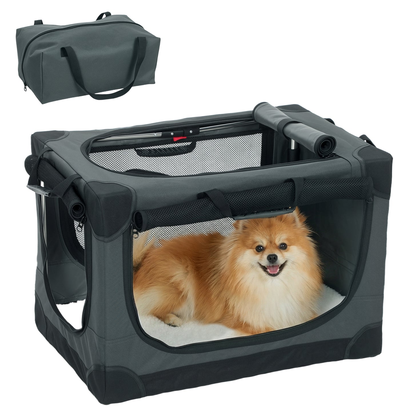 Collapsible Dog Crate Portable Pet Travel Carrier 60 x 42 x 43 cm