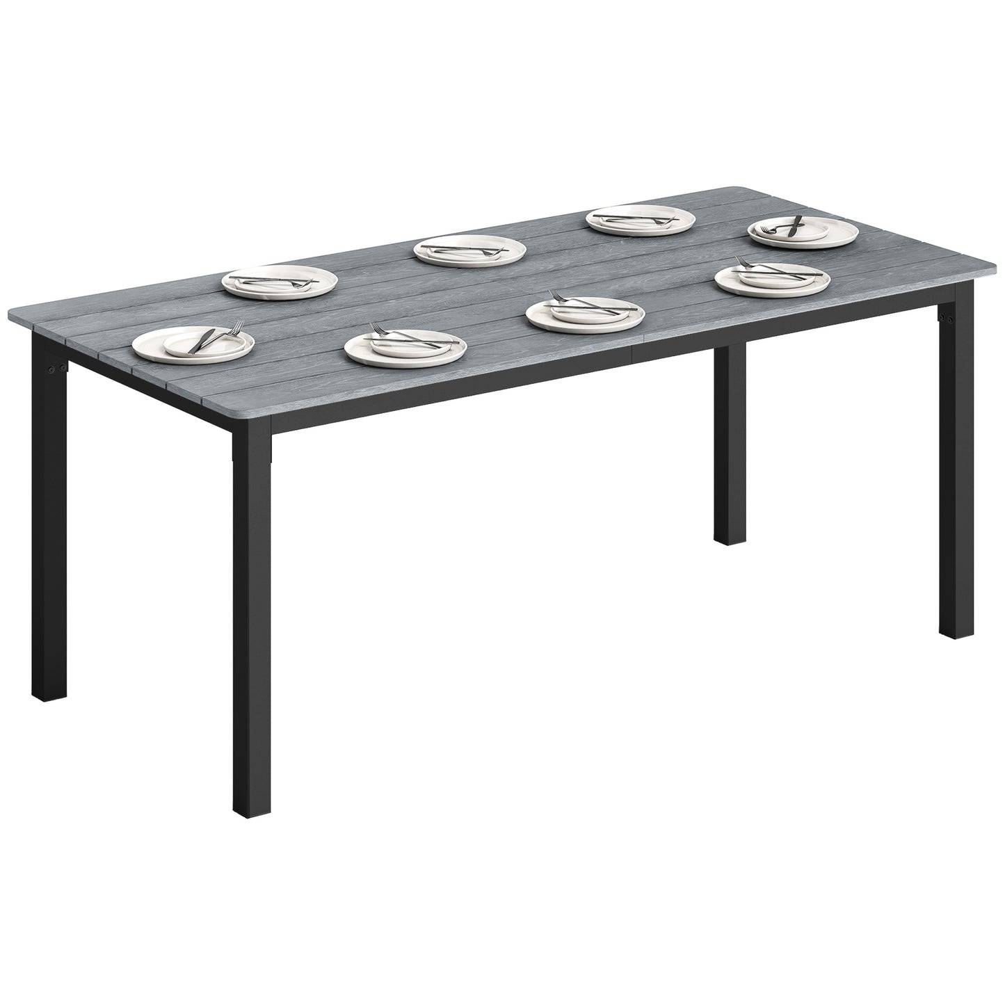 180 x 86 cm Garden Dining Table for 6-8 Person, Grey