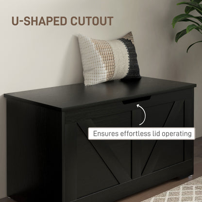 Storage Trunk for Living Room, with Safety Hinges, 80cm, Black