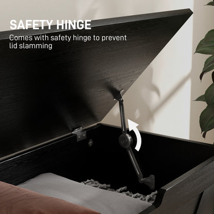 Storage Trunk for Living Room, with Safety Hinges, 80cm, Black