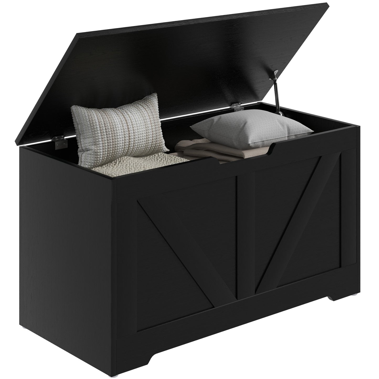Storage Trunk for Living Room, with Safety Hinges, 80cm, Black