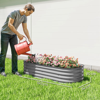 Galvanised Raised Garden Bed Planter Box with Safety Edging Silver