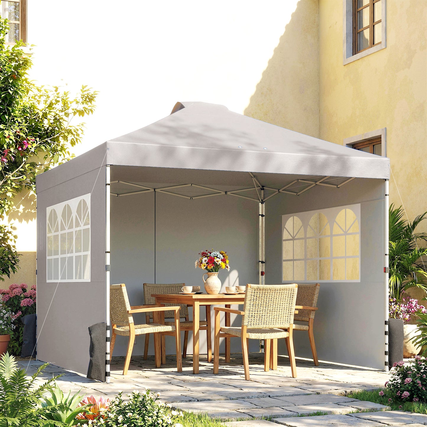 Pop Up Canopy Waterproof Height Adjustable 3 x 3 (m) Grey