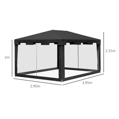 4 x 3 m Party Tent Wedding Gazebo Outdoor Waterproof PE Canopy Shade with Panel