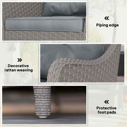 2 Pieces Rattan Garden Chairs, Cushioned Rattan Chairs, Light Grey