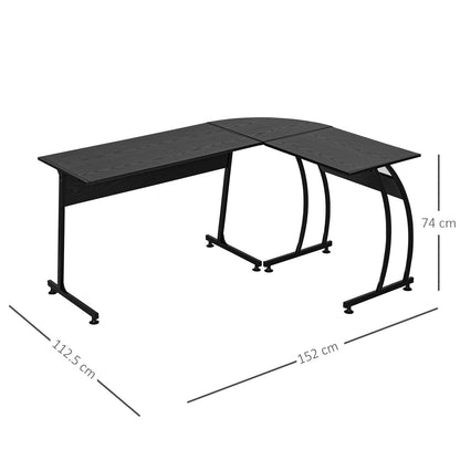 L Shape Computer Desk Corner Display Table Laptop Study Desk Minimalist Space Saving Wood Steel Gaming PC Workstation for Home Office Black