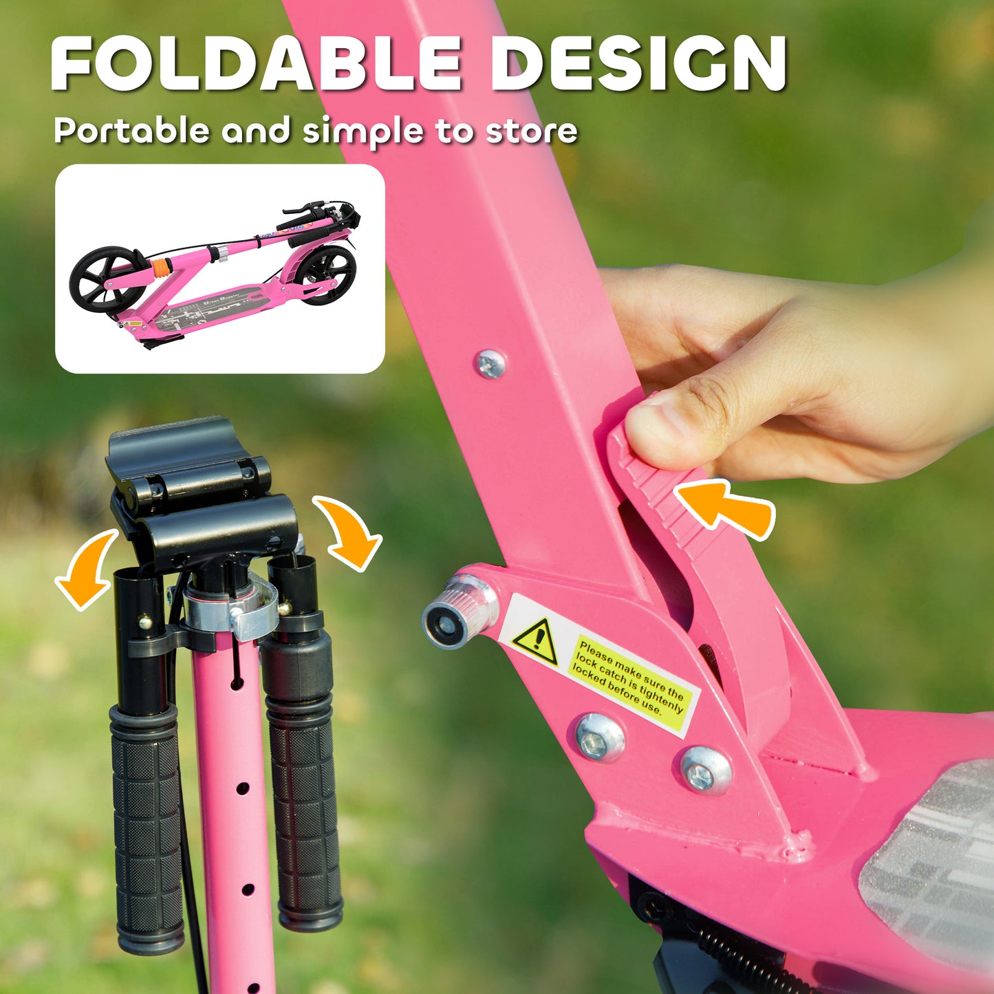 Kids Scooter, Foldable Kick Scooter w/ Adjustable Handlebar, Pink