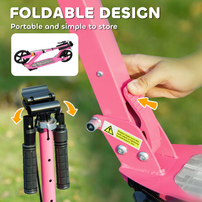 Kids Scooter, Foldable Kick Scooter w/ Adjustable Handlebar, Pink