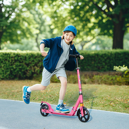 Kids Scooter, Foldable Kick Scooter w/ Adjustable Handlebar, Pink