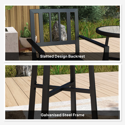 3 Piece Patio Bistro Set with Plastic Top, 2 Stackable Chairs, Grey
