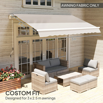 Replacement Canopy for 3 x 2.5 m Awning (Fabric Only), Cream White