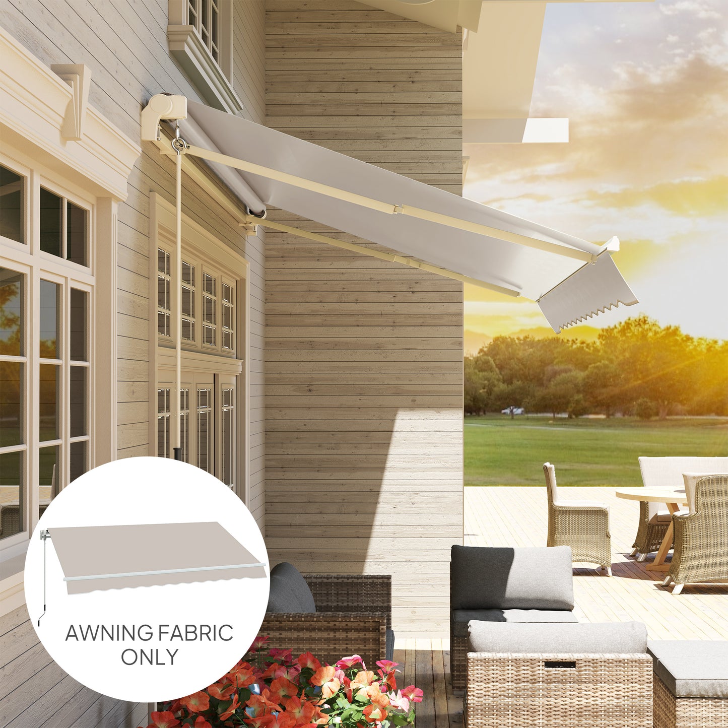 Replacement Canopy for 3 x 2.5 m Awning (Fabric Only), Cream White