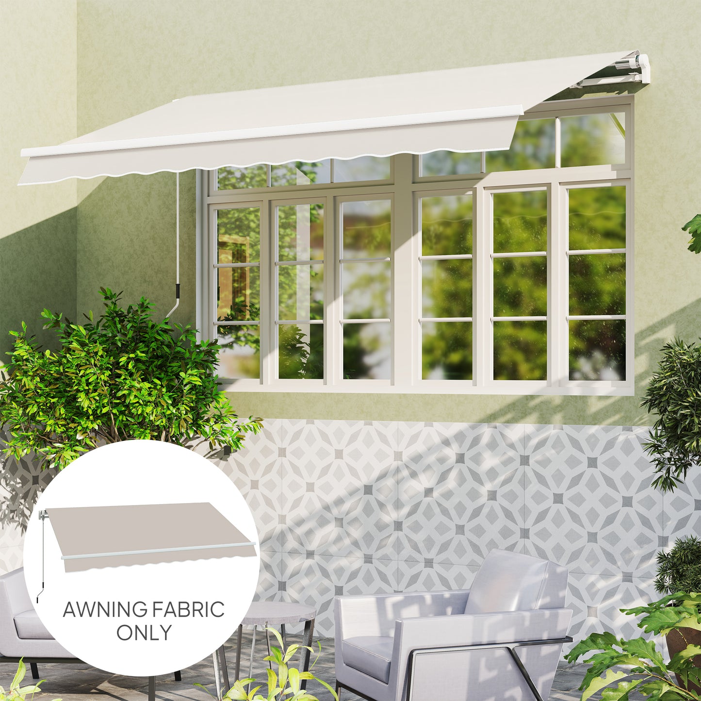 Replacement Canopy for 3 x 2.5 m Awning (Fabric Only), Cream White
