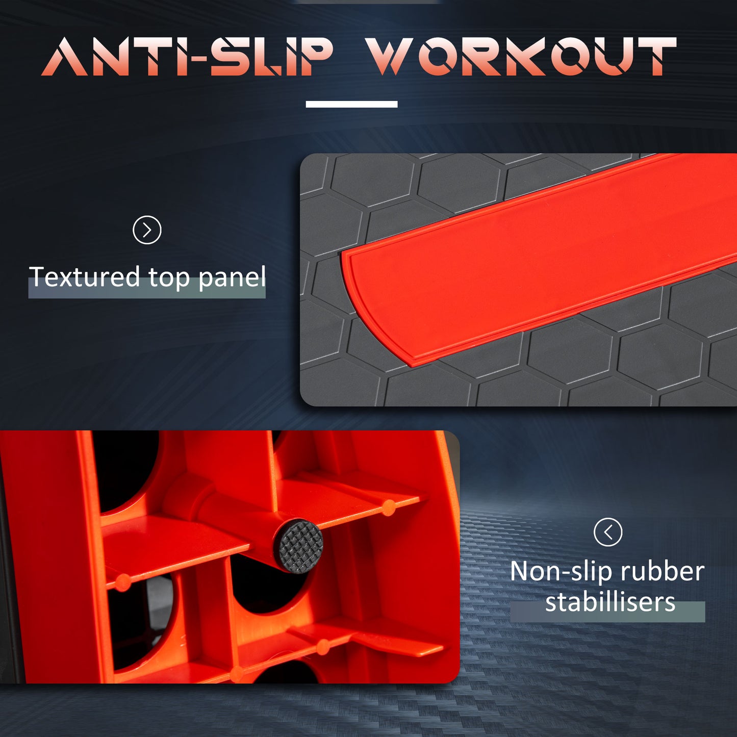 Aerobic Step Three-Level Adjustable Exercise Stepper, Grey and Red