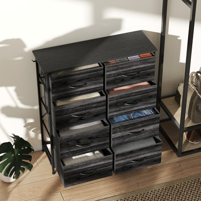 Fabric Chest of Drawers, 8 Drawer Dresser for Bedroom, Black
