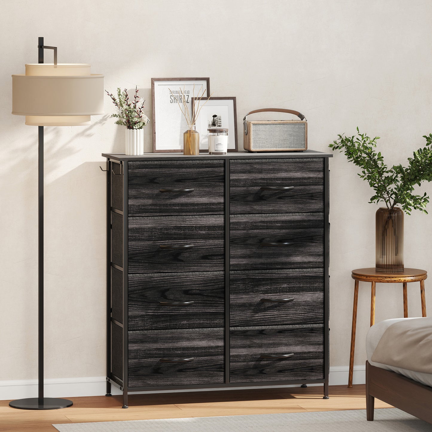 Fabric Chest of Drawers, 8 Drawer Dresser for Bedroom, Black