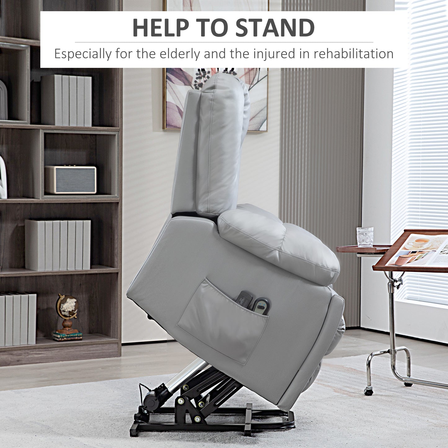Riser and Recliner Chair for Elderly, Quick Assembly, Charcoal Grey