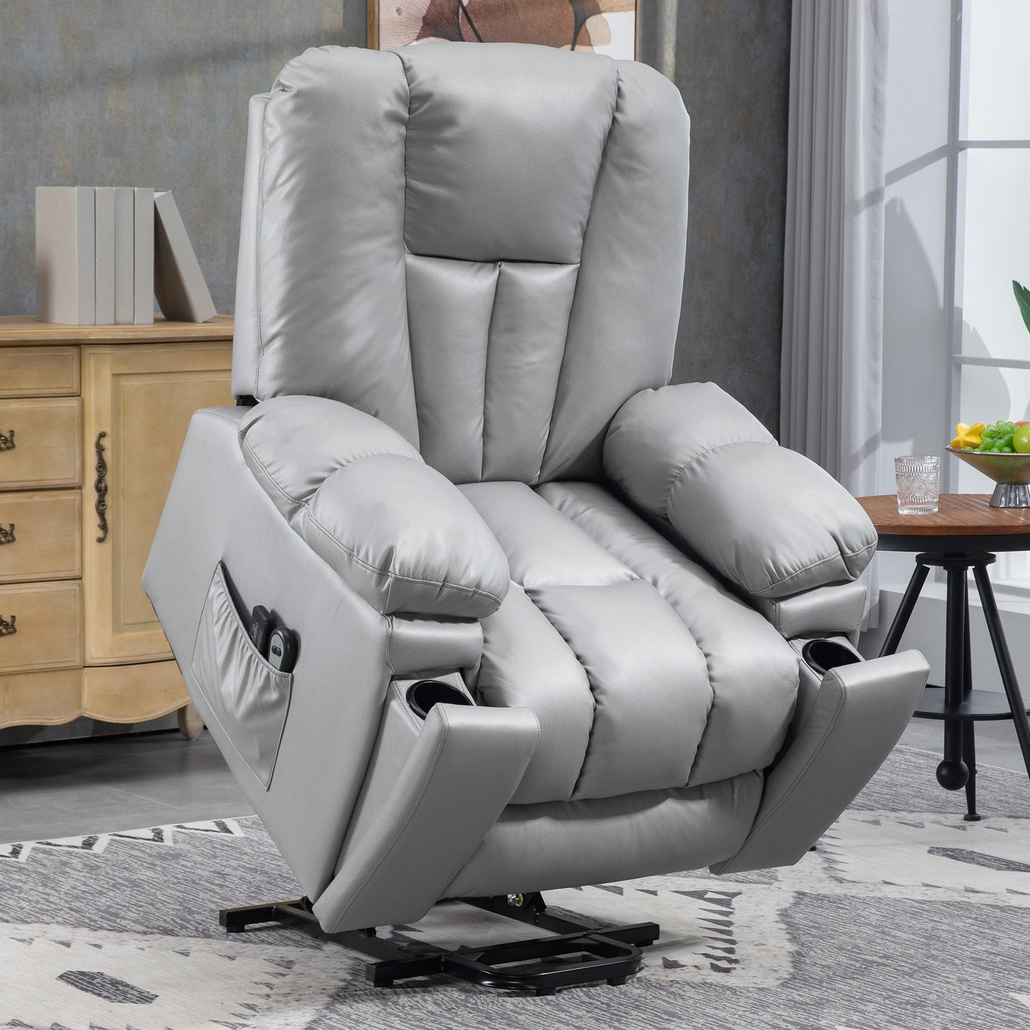 Riser and Recliner Chair for Elderly, Quick Assembly, Charcoal Grey