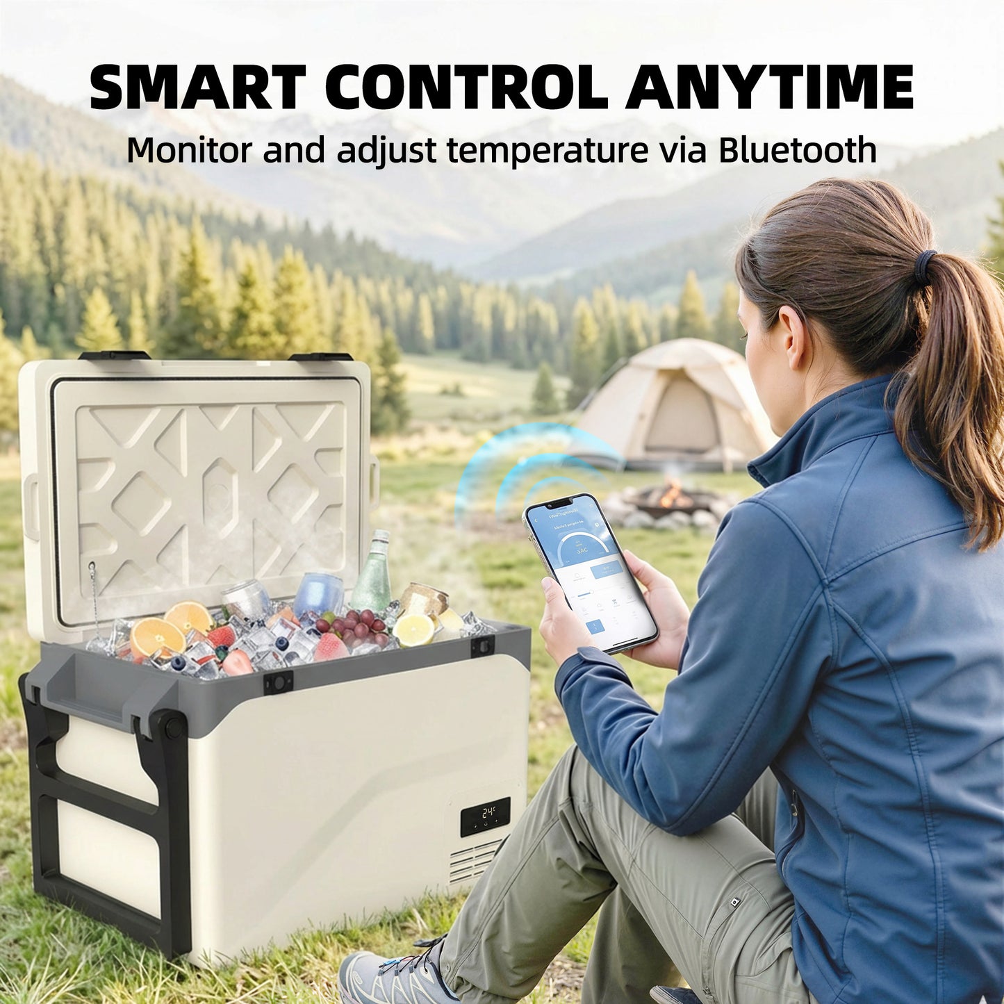 Compressor Car Fridge Freezer, Camping Refrigerator w/ App Control