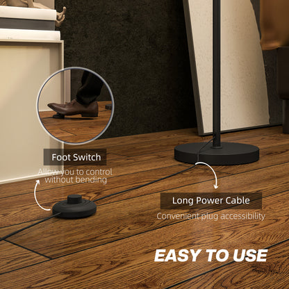Floor Lamp with Linen Shade & Foot Switch for Living Room, White