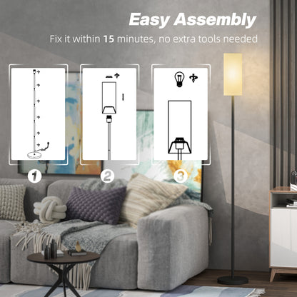 Floor Lamp with Linen Shade & Foot Switch for Living Room, White