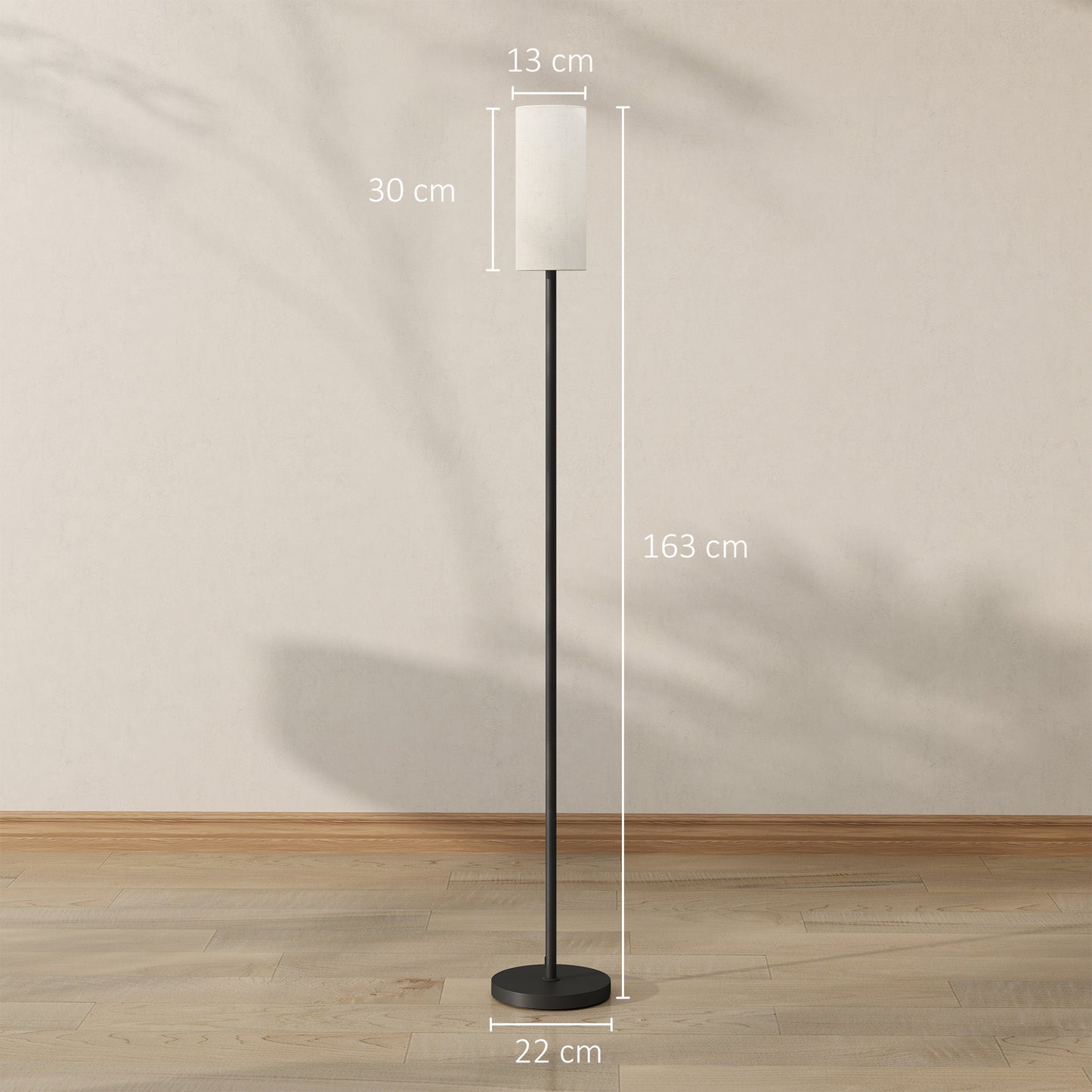 Floor Lamp with Linen Shade & Foot Switch for Living Room, White