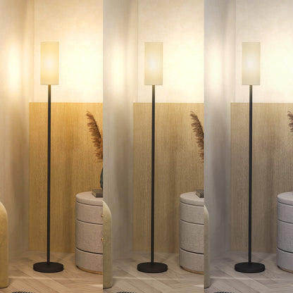 Floor Lamp with Linen Shade & Foot Switch for Living Room, White
