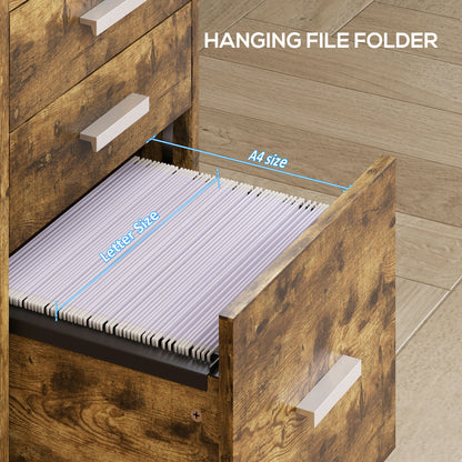 Mobile Filing Cabinet, Lockable File Cabinet with 2 keys Rustic Brown