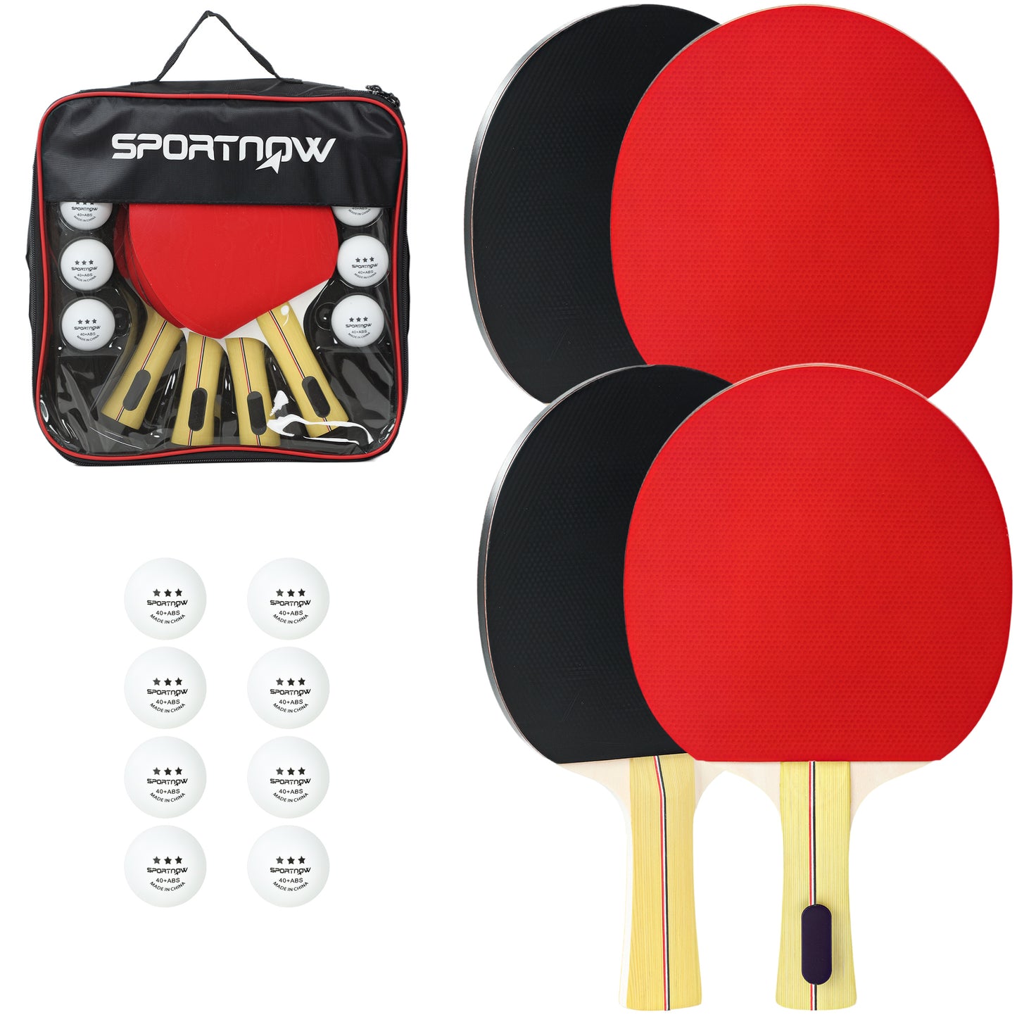 Table Tennis Rackets, Portable Table Tennis Set w/ 4 Bats, 8 Balls