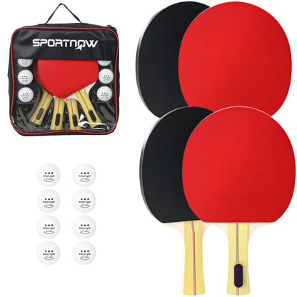 Table Tennis Rackets, Portable Table Tennis Set w/ 4 Bats, 8 Balls