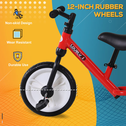 Kids Balance Training Bike Toy w/ Stabilizers For Child 2-5 Years Red