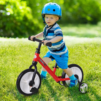Kids Balance Training Bike Toy w/ Stabilizers For Child 2-5 Years Red