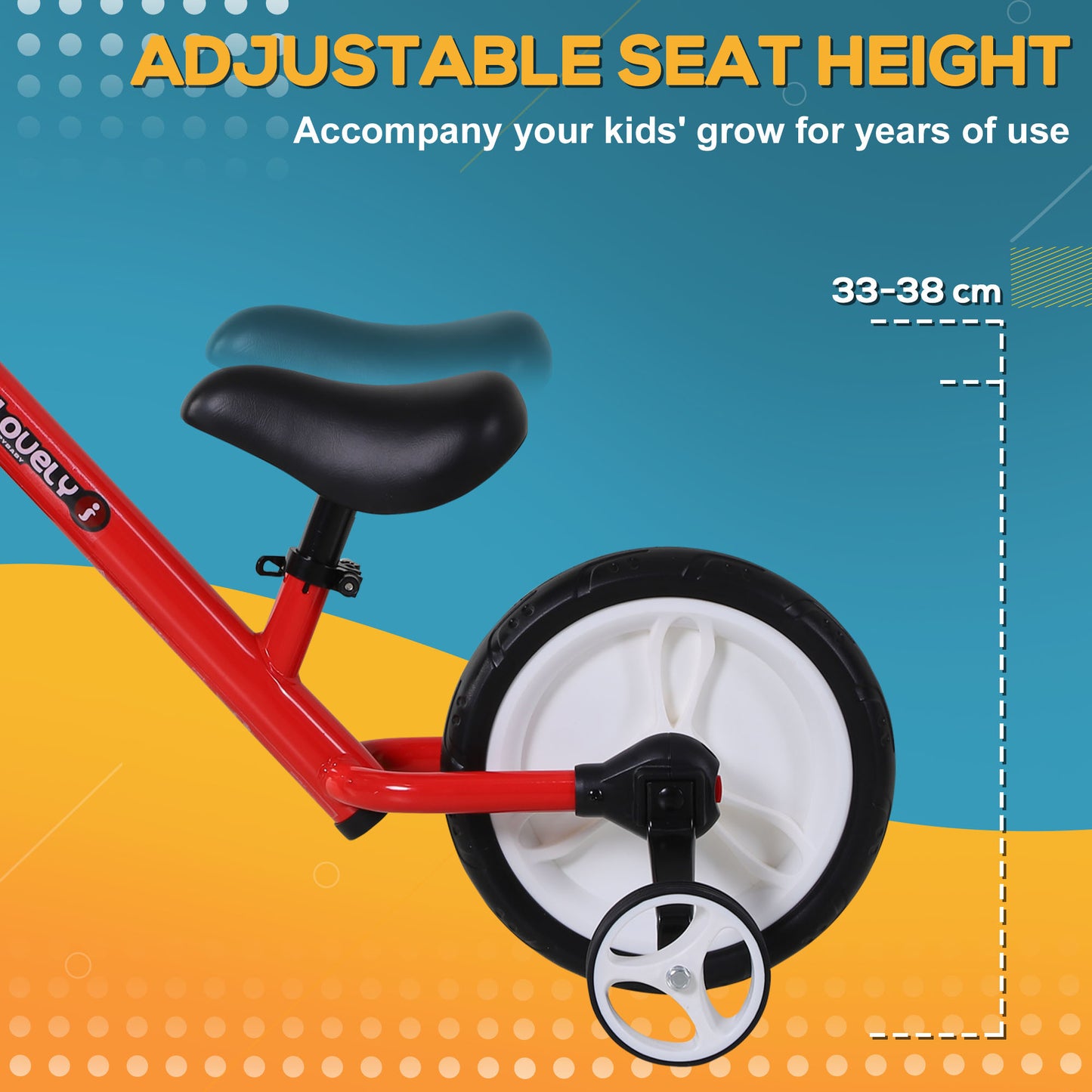 Kids Balance Training Bike Toy w/ Stabilizers For Child 2-5 Years Red