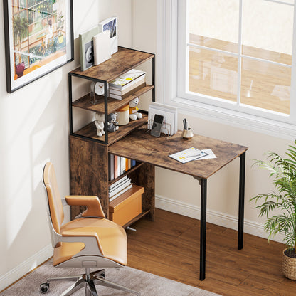 Foldable Computer Desk, Office Desk for Small Spaces, Rustic Brown