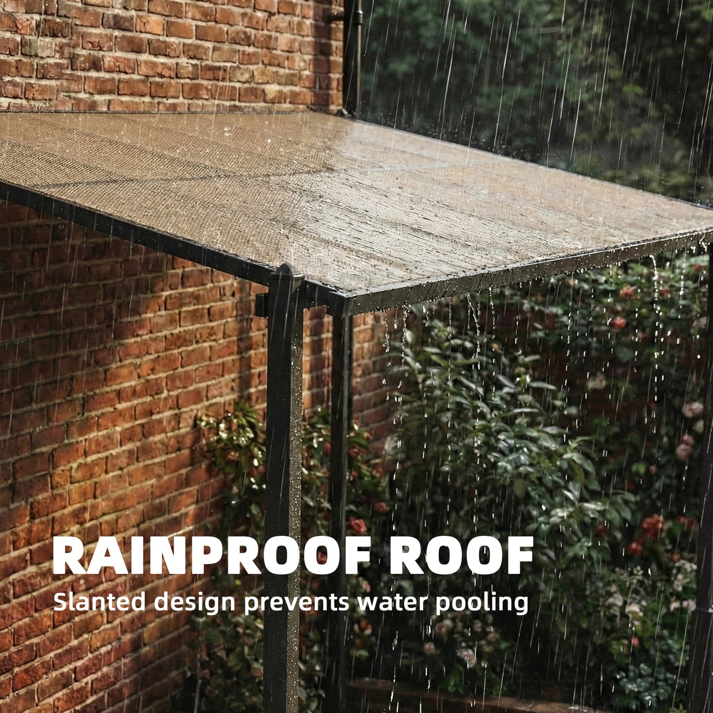 3.6 x 3 m Lean to Garden Pergola with Drainage Gutters, Dark Grey