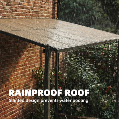 3.6 x 3 m Lean to Garden Pergola with Drainage Gutters, Dark Grey