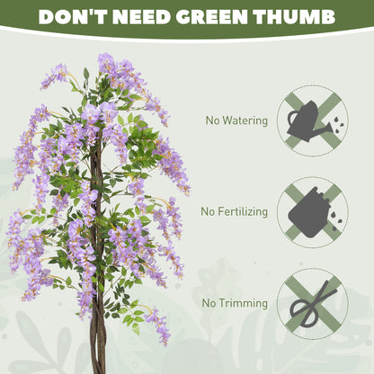 Artificial Wisteria Flower with 756 Leaves and 54 Flowers, Purple