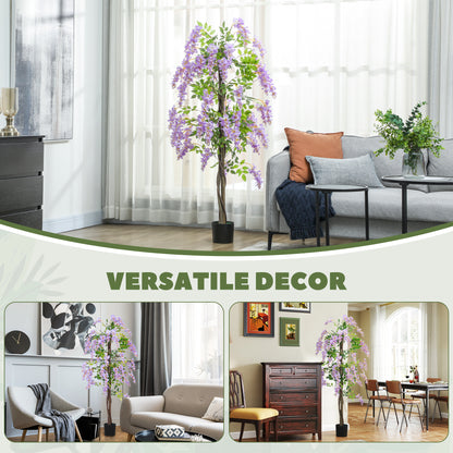 Artificial Wisteria Flower with 756 Leaves and 54 Flowers, Purple