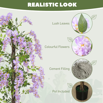 Artificial Wisteria Flower with 756 Leaves and 54 Flowers, Purple