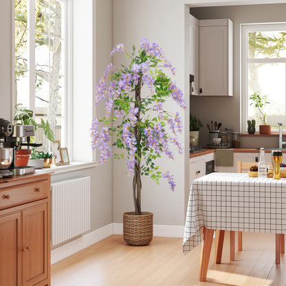 Artificial Wisteria Flower with 756 Leaves and 54 Flowers, Purple