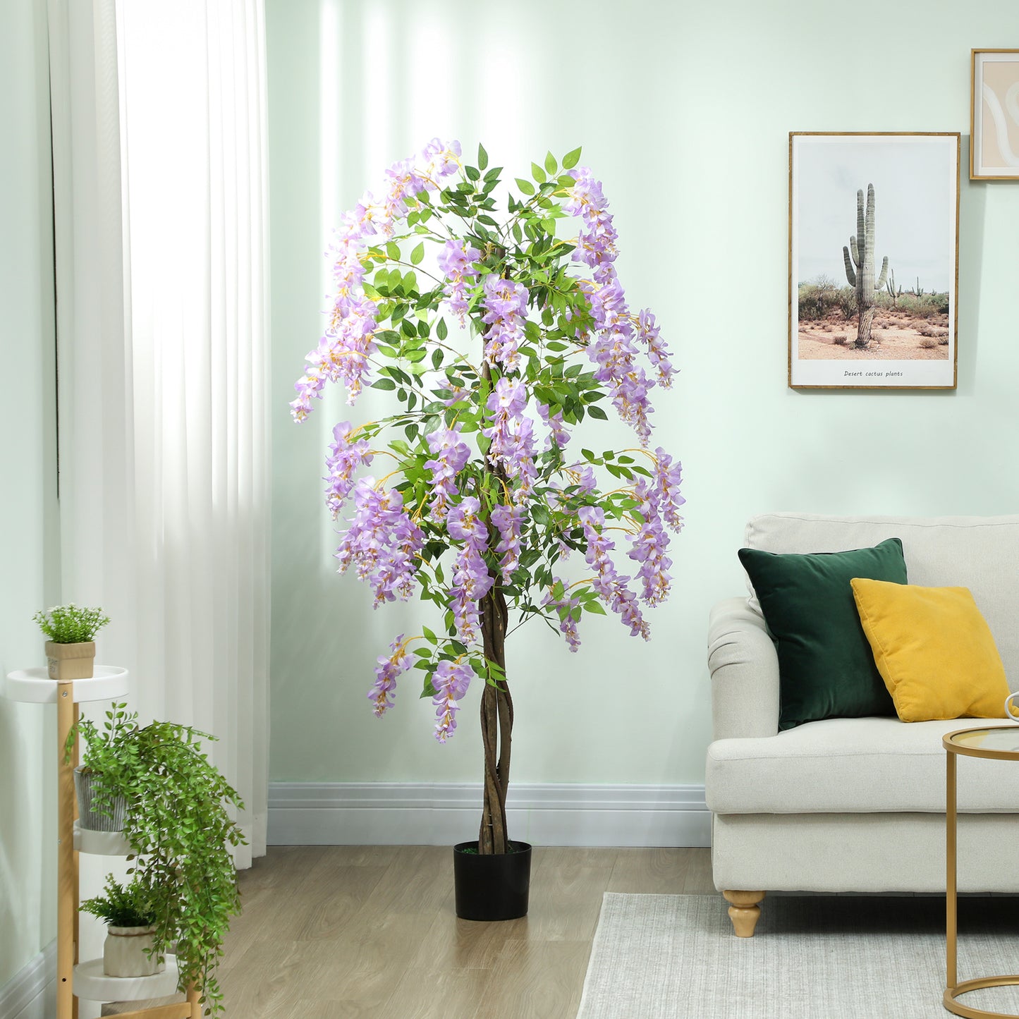 Artificial Wisteria Flower with 756 Leaves and 54 Flowers, Purple