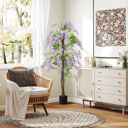 Artificial Wisteria Flower with 756 Leaves and 54 Flowers, Purple