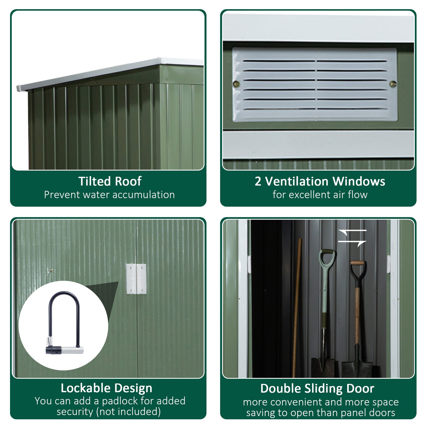 9x4ft Garden Storage Shed Green