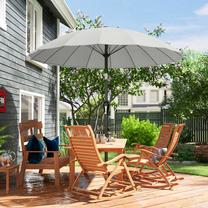 2m Shanghai Garden Parasol Umbrella, Outdoor Sun Shade, Light Grey