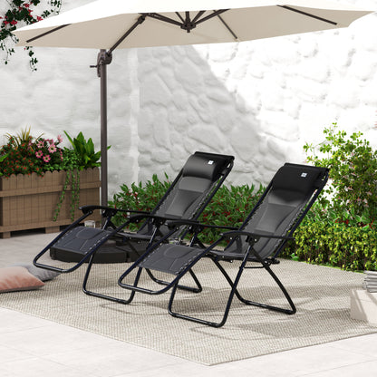2 Pcs Zero Gravity Lounger Folding Recliner Chair w/ Cup Holder