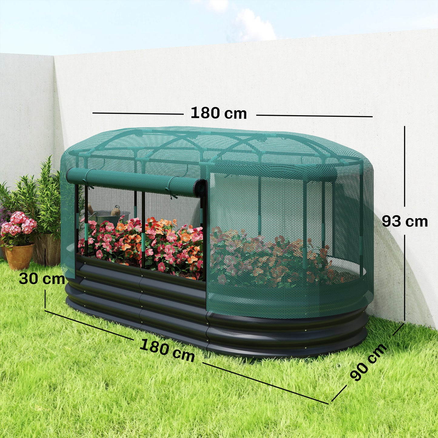 Raised Garden Bed with Self Watering System, Outdoor Planter Grey