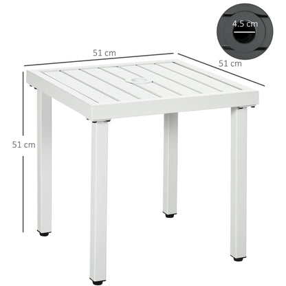 Garden Side Table Coffee Table with Umbrella Hole for Patio Balcony