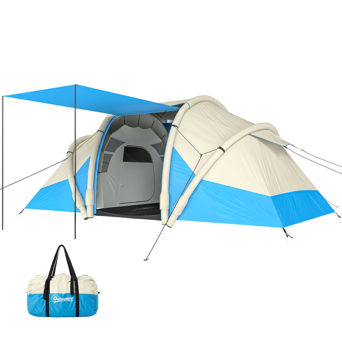Inflatable Tent 3000mm Waterproof for 4 Person, Blue