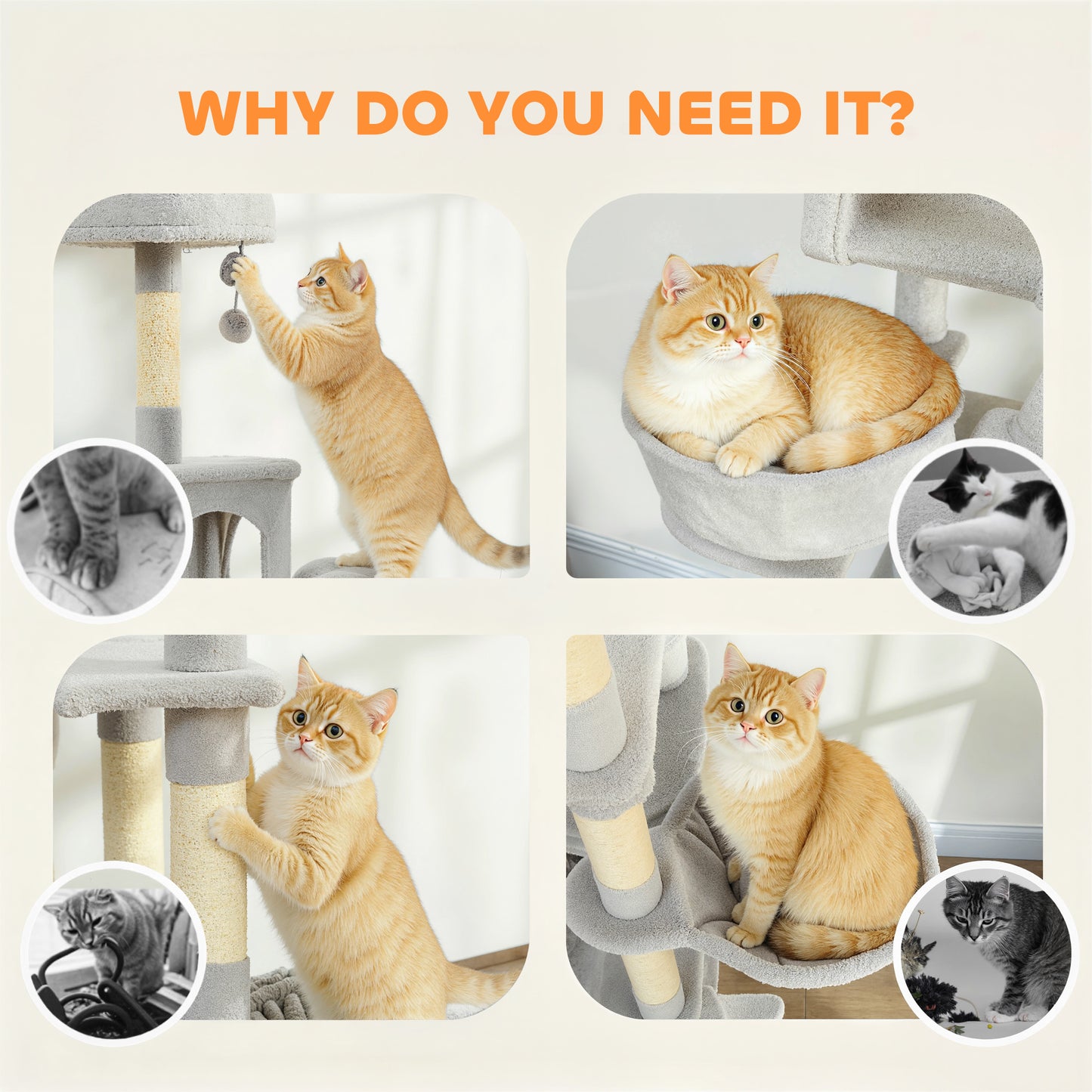 Cat Tree, 192 cm Multi-Level Cat Tower for Indoor Kittens